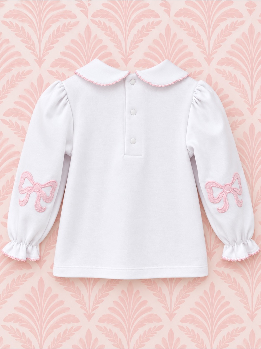 TBBC Emma's Elbow Patch Worth Avenue White with Palm Beach Pink Bows Top 2T grea